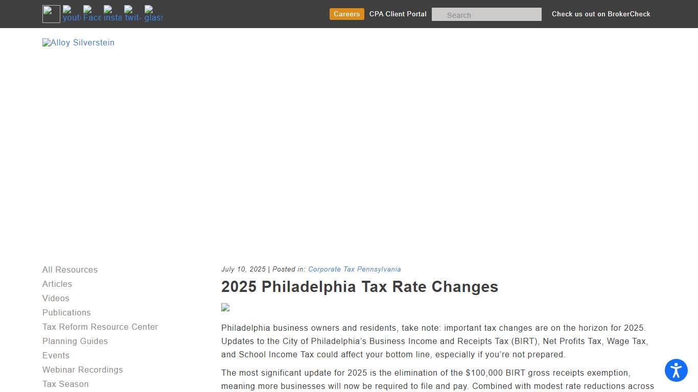 2025 Philadelphia Tax Rate Changes - Alloy Silverstein